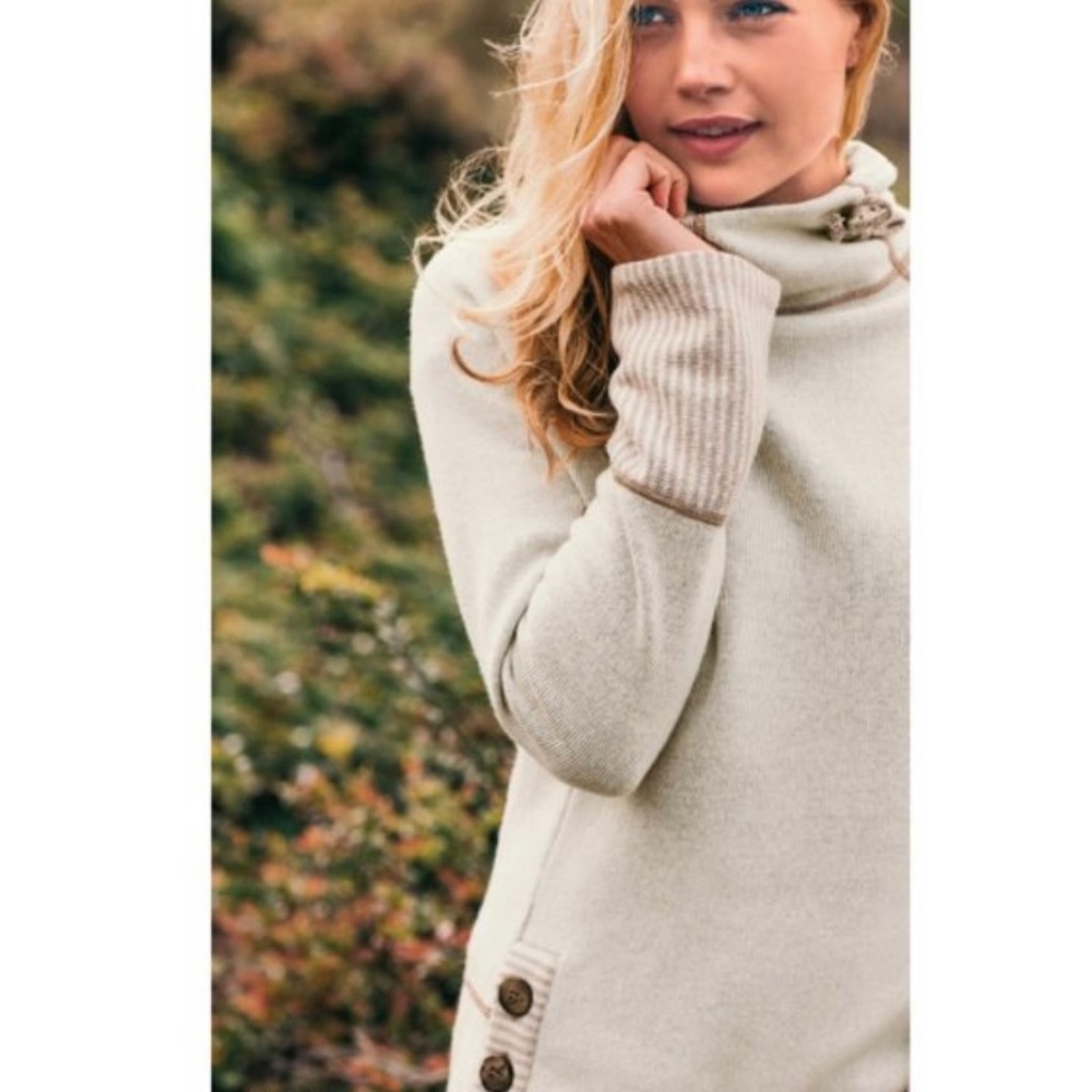 Prana Cream Cowl Neck Sweater